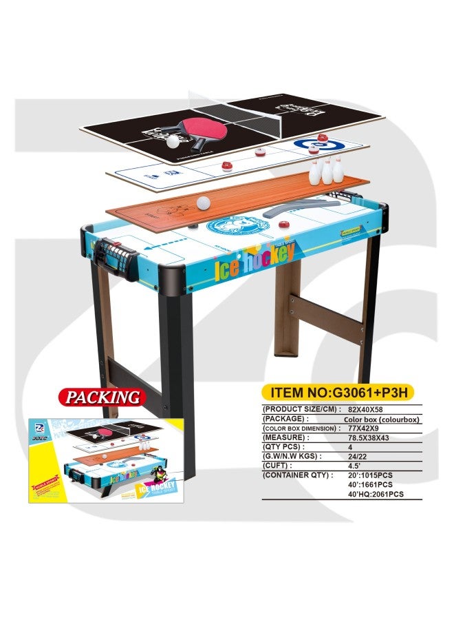 Foreign Trade New Product Four-In-One Kidsren's Wooden Ice Hockey Table Kidsren's Toys Factory Direct Sales Ice Hockey Table